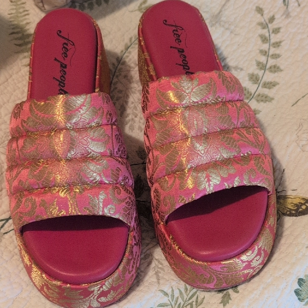 Free People Pink and Gold Women's Shoes